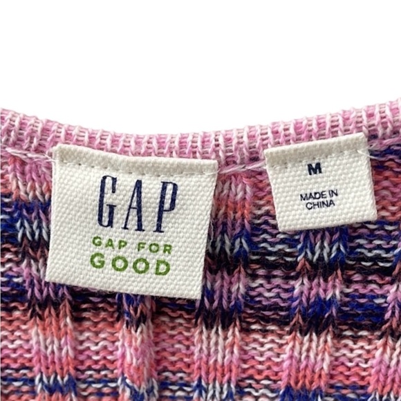 GAP FOR GOOD Open Front Short Sleeve Spacedye Cardi In Pink/Purple/Blue M ✨NWOT✨ - Picture 9 of 10